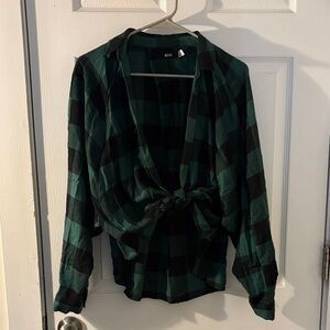 BDG Green and Black Checkered Shirt